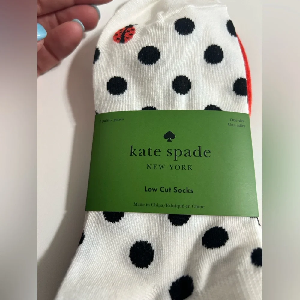 NWT Kate Spade Low Cut Socks, Polka Dots and Ladybug - Picture 2 of 5